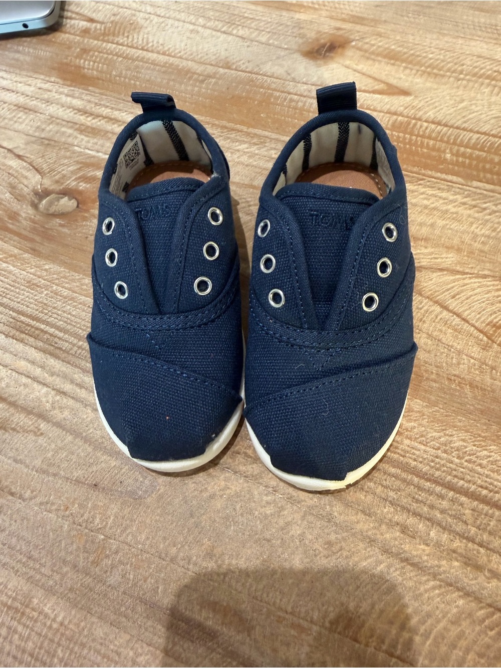 Toms Kids Navy Canvas Slip-On Sneakers